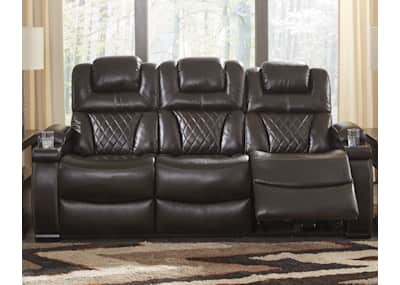 Warnerton Power Reclining Sofa With Power Headrest Chocolate
