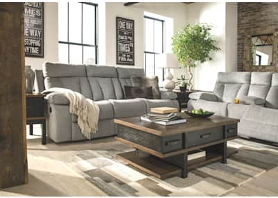 Mitchiner reclining sofa with drop down table sale