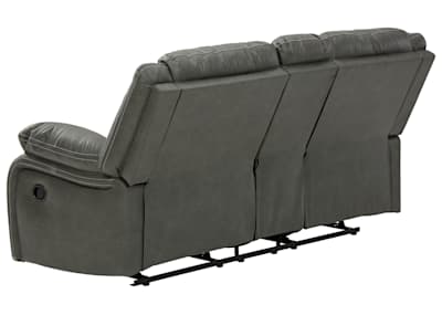 Calderwell Reclining Loveseat with Console Gray Calderwell