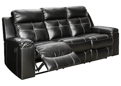 Ashley black 2024 leather reclining sofa