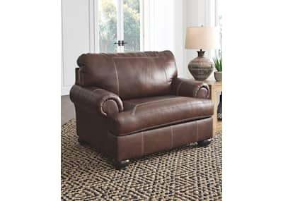 Cognac leather chair discount and a half