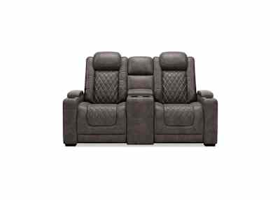 HyllMont Power Reclining Loveseat with Console Gray Dufresne