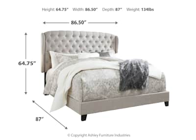 Jerary king upholstered bed gray top