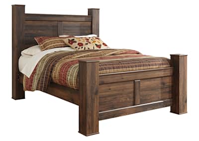 Quinden 4 Piece King Poster Bed Dark Brown Dufresne Furniture