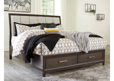 Queen bed frame with on sale storage ashley furniture