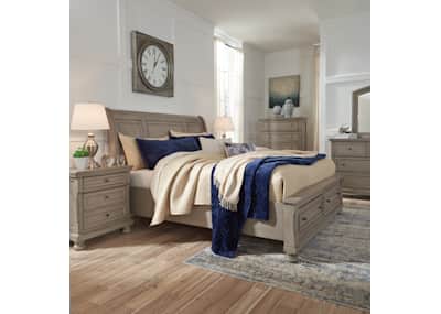 Lettner 3 Piece Sleigh Headboard with Storage Footboard Queen