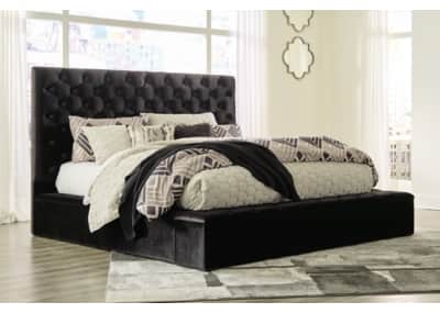 Upholstered bed black top