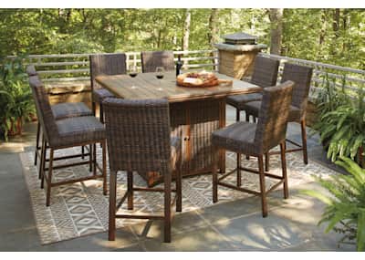 Outdoor Paradise Trail Square Fire Pit Table Medium Brown Ashley