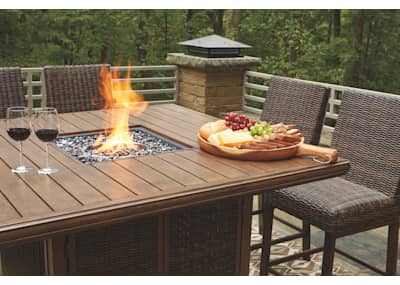 Paradise trail outdoor bar table with fire sale pit