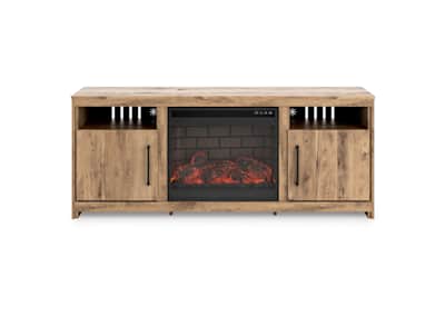 Tan fireplace tv stand top