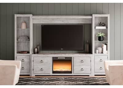 Willowton 5 Piece Entertainment Whitewash Dufresne Furniture