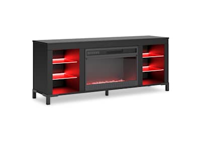 Red and store black tv stand