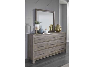 Tan dresser with mirror outlet