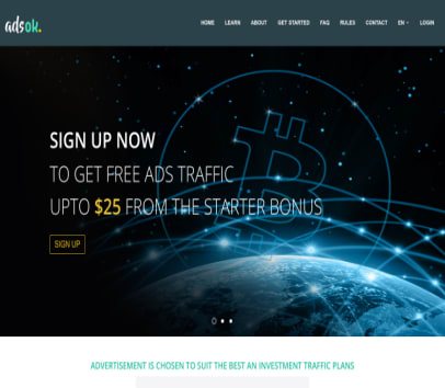 Adsok Referral Program Earn Bitcoin Free 25 Sign Up Bunos 0 01 - 