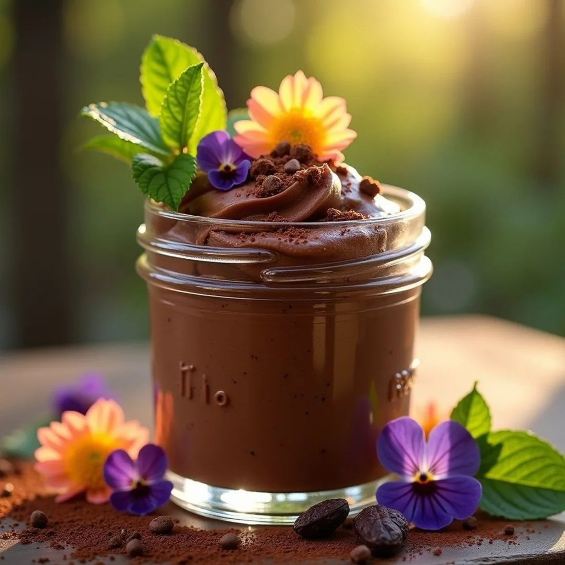 Choco mousse in a glass jar
