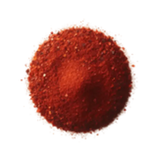 Een hoopje chilipoeder van boven