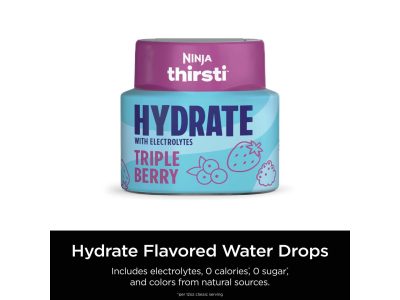 Ninja Thirsti Flavored Water Drops, Hydrate With Electrolytes, Triple  Berry, 3 Pack, Zero Calories, Zero Sugar, 2.23 Fl Oz, Makes 17, 12oz  Drinks