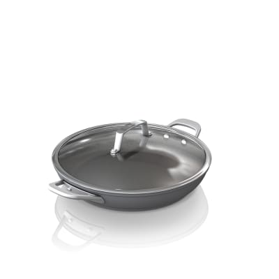 12-Inch Frying Pan Stainless Steel with Glass Cover