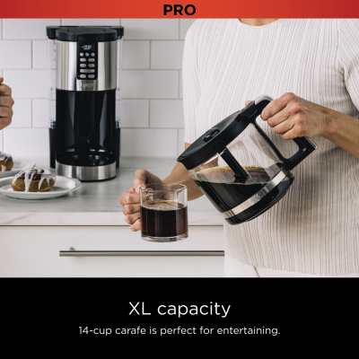  Ninja DCM201BK Programmable XL 14-Cup Coffee Maker PRO, 14-Cup  Glass Carafe, Freshness Timer, with Permanent Filter, Black Stainless  Steel: Home & Kitchen