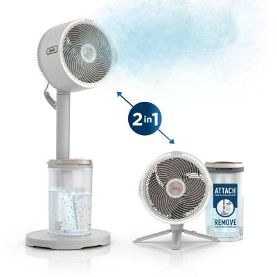 Shark FlexBreeze™ Pro Mist Indoor Outdoor Pedestal & Table Fan With Water Tank (Dove)