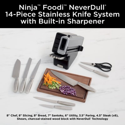 Best Buy: Ninja Foodi NeverDull Premium 14-Piece Knife Block Set with  Built-in Sharpener System Black & Silver K32014