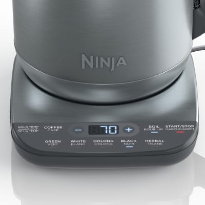 Ninja KT200BL Precision Temperature Electric Kettle, 1500 watts, BPA Free,  Stainless, 7-Cup Capacity, Hold Temp Setting, Blue Stainless