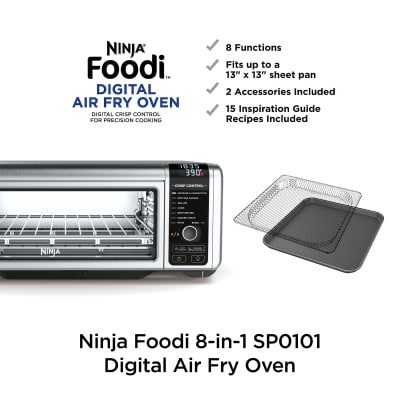 Ninja Foodi Digital Fry, Convection Oven, Toaster, Air Fryer, Flip-Away for Storage, with XL Capacity, and A Stainless Steel Finish, Size: 8 in