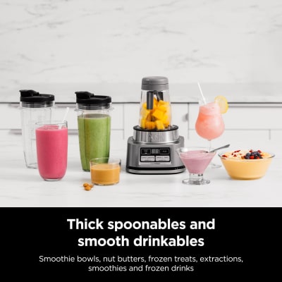  Ninja SS101 Foodi Smoothie Maker & Nutrient Extractor* 1200 WP,  6 Functions Smoothies, Extractions*, Spreads, smartTORQUE, 14-oz. , (2)  To-Go Cups & Lids, Silver: Home & Kitchen