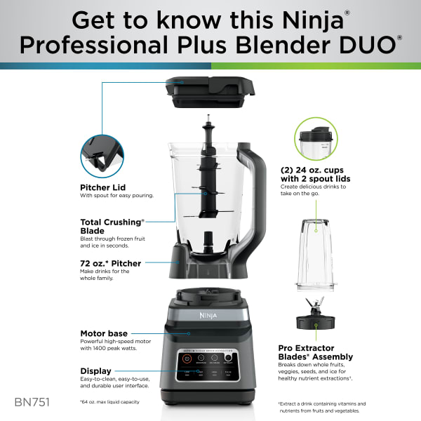 Ninja® Professional Plus Blender DUO® with Auto-iQ® Blenders 