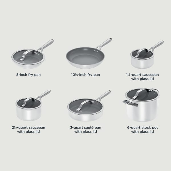 Ninja® Ceramic Pro 11-Piece Cookware Set Steam White Cookware Sets 