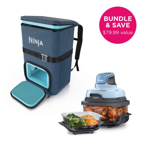 Ninja FrostVault™ Go 36-Can Backpack Cooler (Lakeshore Blue) & Crispi Air Fryer Bundle