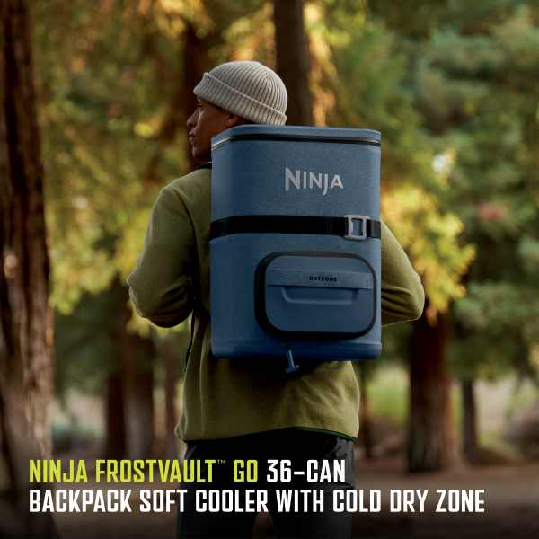 Ninja FrostVault™ Go 36-Can Backpack Cooler (Lakeshore Blue) & Crispi Air Fryer Bundle