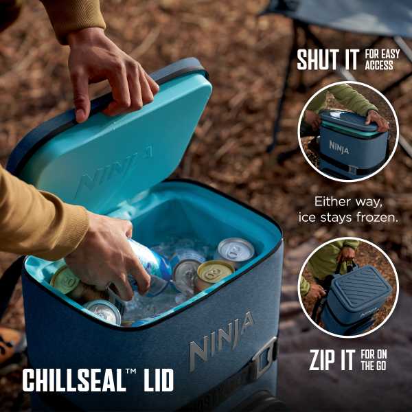 Ninja FrostVault™ Go 36-Can Backpack Cooler (Lakeshore Blue) & Crispi Air Fryer Bundle
