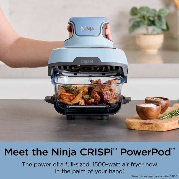 Ninja Crispi™ 4-in-1 Portable Glass Air Fryer Cooking System Periwinkle
