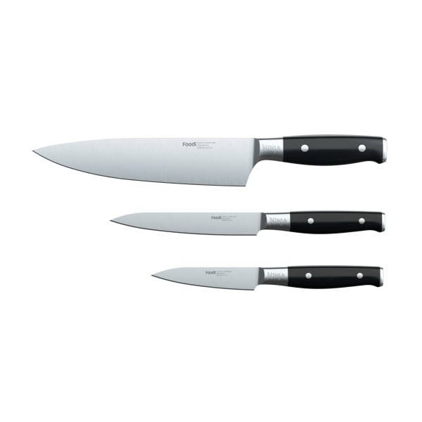 Ninja K32003C Foodi NeverDull System 3-Piece Chef Knife, Utility Knife &  Paring Knife Set, Premium, German Stainless Steel, Black Cutlery - Ninja