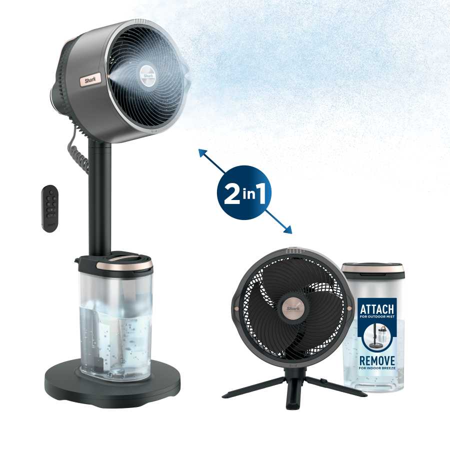 Shark FlexBreeze™ Pro Mist Indoor Outdoor Pedestal & Table Fan With Water Tank (Charcoal)