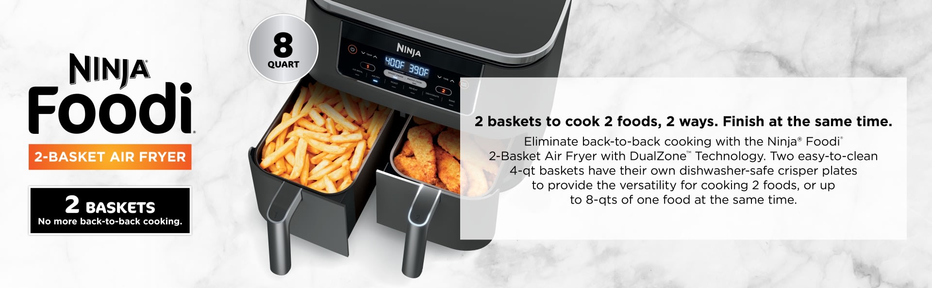 Meet the Ninja® Foodi® 2-Basket Air Fryer