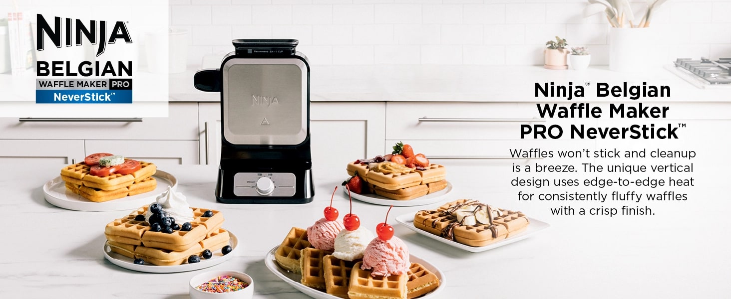 Meet the Ninja® Belgian Waffle Maker PRO NeverStick™