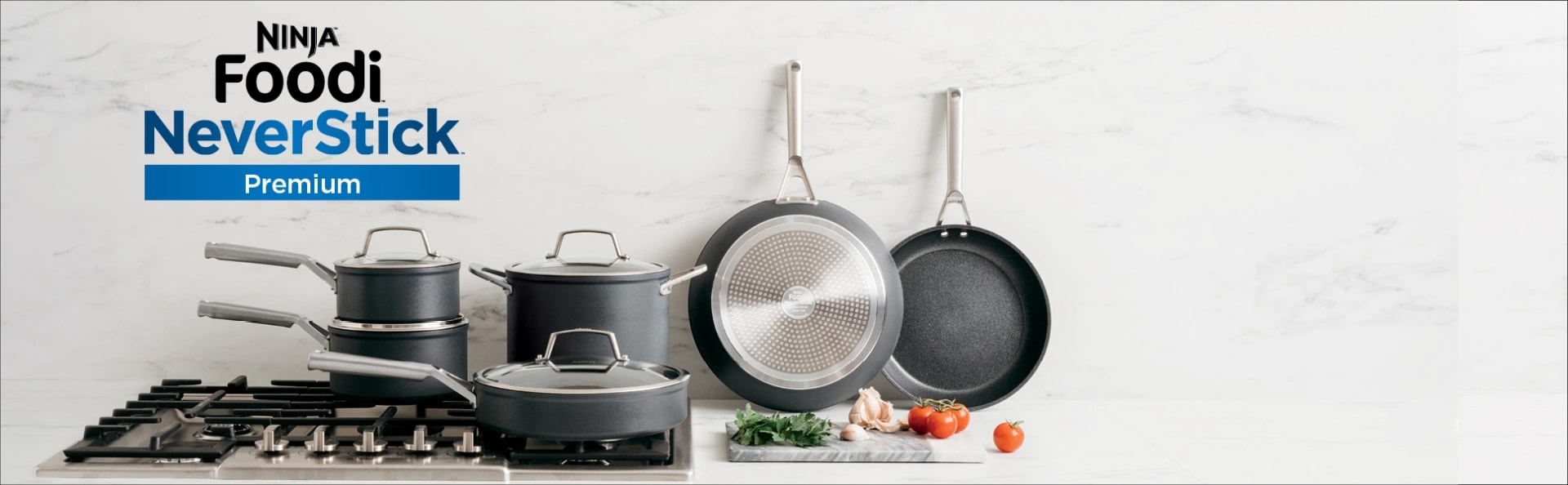 Meet the Ninja™ Foodi™ NeverStick® Premium Hard-Anodized 11-Inch Square Griddle Pan