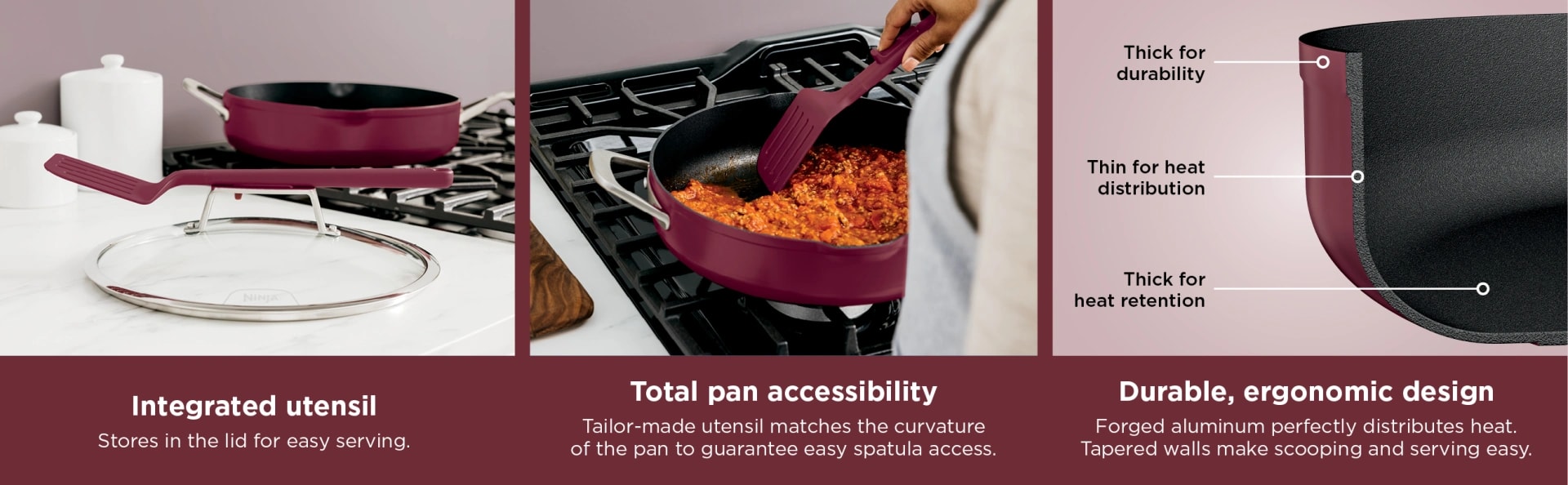 Conveniently go from stovetop, to oven, to table.