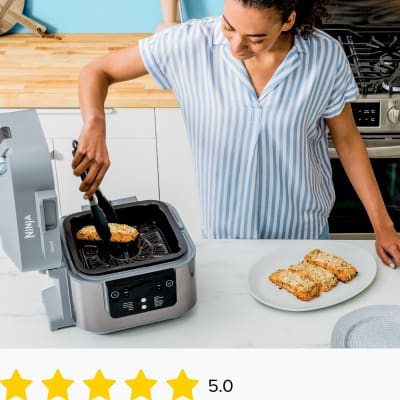 NINJA AF101 Air Fryer 3.8L Less Oil Electric Air Frying Equipped with  Crisper Plate Multi Layer Rack Non Stick Basket Programmable Control Panel  Black 1550W 