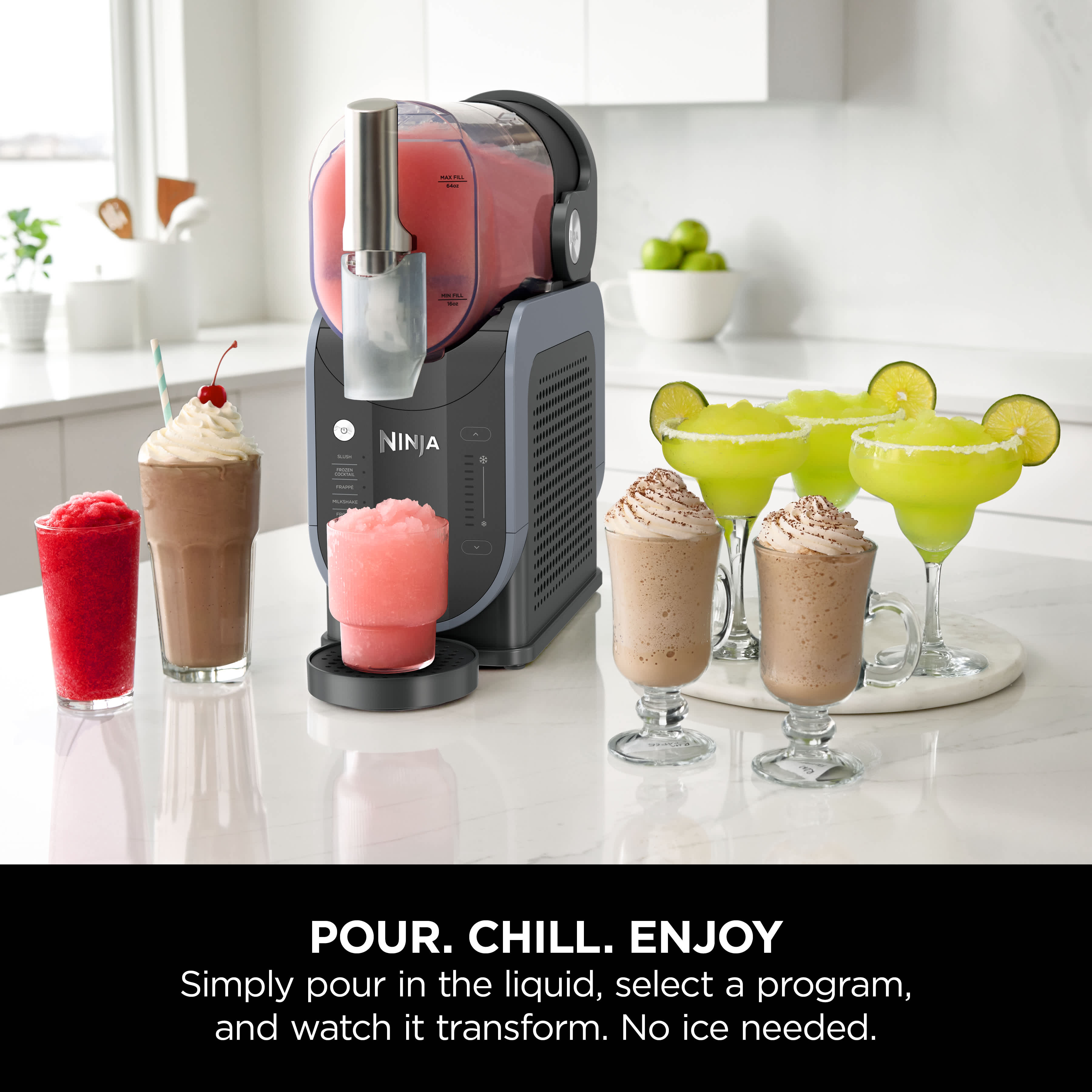 Pour. Chill. Enjoy — variety of frozen drinks