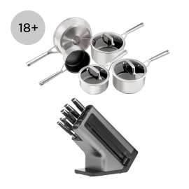Ninja Foodi Stainless Steel Pan and Knife Block Set - C65KB6UK product photo
