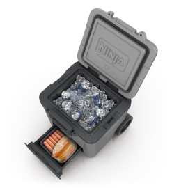 Ninja FrostVault 28L Kühlbox mit Rädern und Trockenzone, Slate Grau FB230EUGY Produktbild Side New M