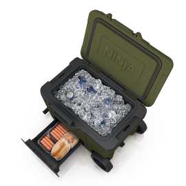 Ninja FrostVault 45QT/42L Wheeled Cooler with Dry Zone – Olive FB245EUUKDBGN product photo Side New M