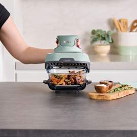 Ninja CRISPi 4-i-1 transportabel glasairfryer – Salvie - Inkluderer en ekstra 3,8 L glasbeholder med låg produktfoto Side New M