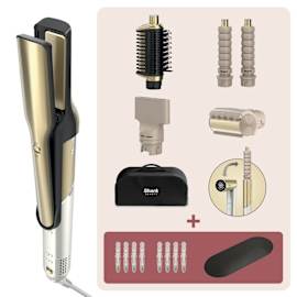 Styler e Asciugacapelli Shark Glam Set 5-in-1 per liscio lucido e onde morbide con mollette e tappetino HD6051SEUB product photo Side New M