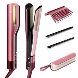 Shark SilkiPro Straight Hair Straightener + Dryer in One Tool with Heat-Resistant Storage Case - Rose Petal HT401UKPK product photo Side New M