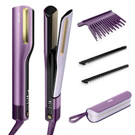 Shark SilkiPro Straight Hair Straightener + Dryer in One Tool with Heat-Resistant Storage Case - Plum Satin HT401UKPU product photo