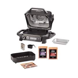 Ninja Deluxe Schwarz Edition Woodfire Elektrischer Outdoor Grill & Smoker OG701EUDB Produktbild Side New M